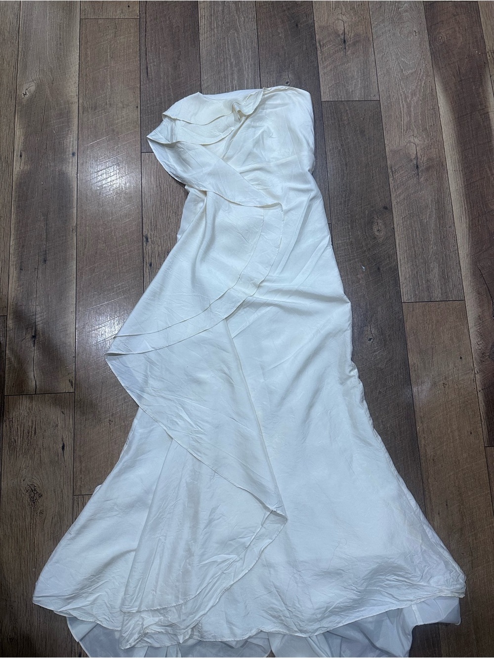 Ann Taylor Ivory Strapless Ruffle Maxi Dress